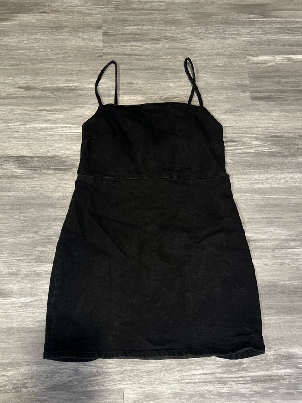 Zara Denim Black Mini Dress with Spaghetti Straps 98% Cotton Extra Large